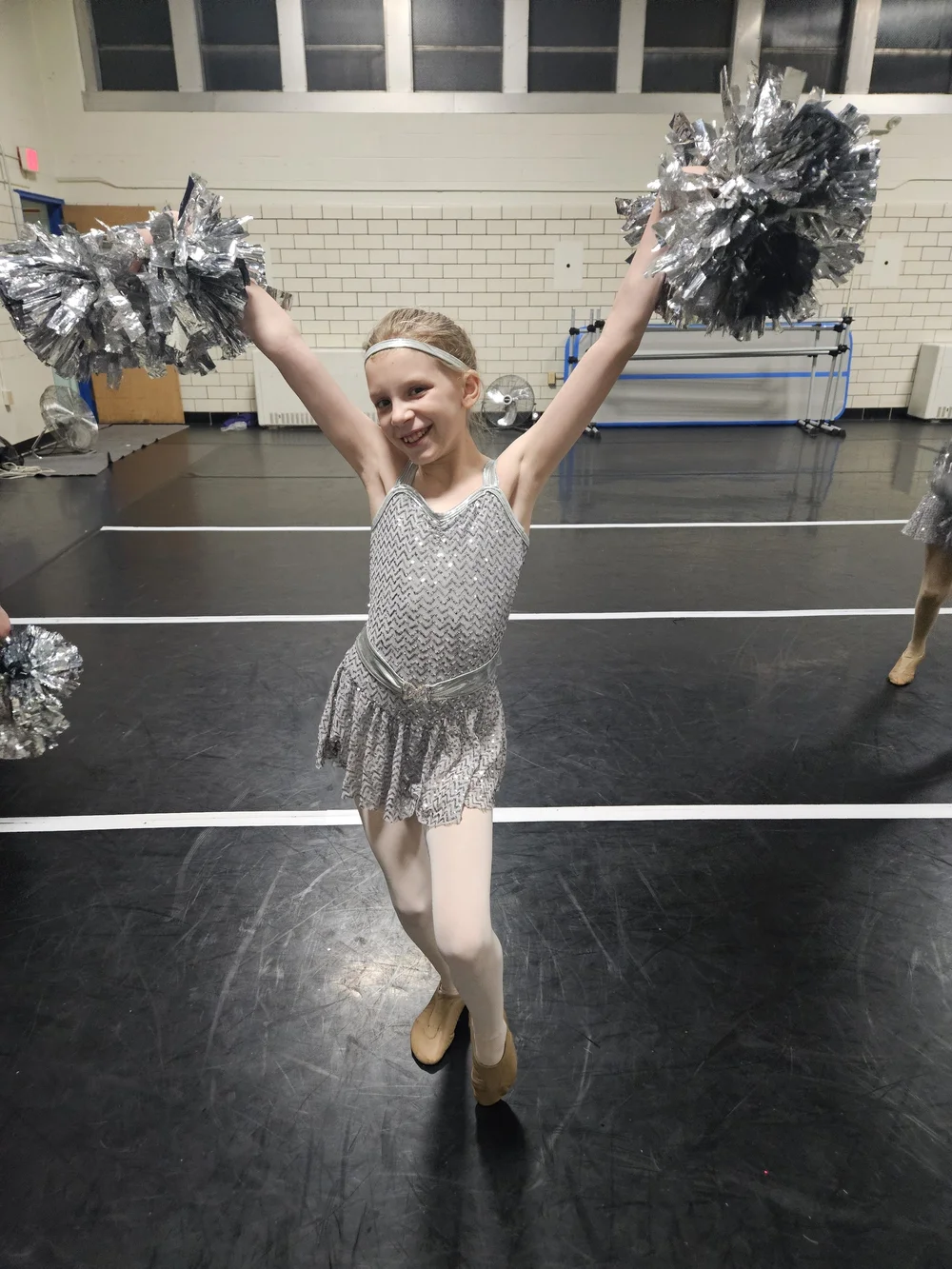 Girls Silver Sequin Dance Dress with Sparkle Belt